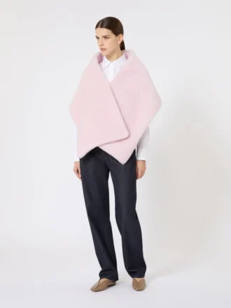 Teddy-Stola aus Alpaka und Wolle, beige-rosa