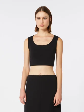 Top aus Scuba-Jersey, schwarz
