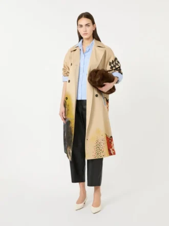 Trenchcoat aus gemustertem, wasserabweisendem Gabardine, Skin Orient
