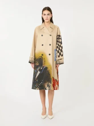 Trenchcoat aus gemustertem, wasserabweisendem Gabardine, Skin Orient