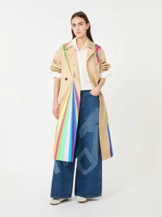 Trenchcoat aus wasserabweisender Baumwolle mit Regenbogenprint, mehrfarbig