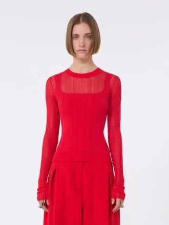 Trompe-l’œil-Pullover aus Viskose, rot