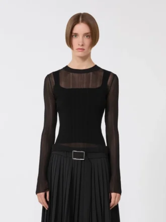Trompe-l’œil-Pullover aus Viskose, schwarz