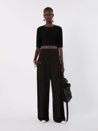 Crop-Top aus Stretch-Viskose, schwarz