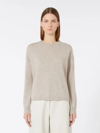 Weit geschnittener Pullover aus Wolle und Kaschmir, beige