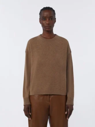 Weit geschnittener Pullover aus Wolle und Kaschmir, Farbe: Mud