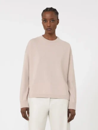 Weit geschnittener Pullover aus Wolle und Kaschmir, puderfarben