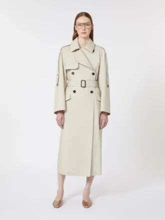 Weiter, wasserabweisender Trenchcoat aus Twill, naturfarben