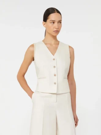 Weste aus Leinen und Zopfmuster, beige