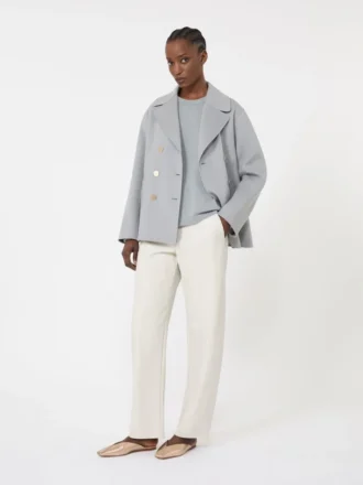 Woll- und Kaschmirpullover in Boxy-Passform, hellblau