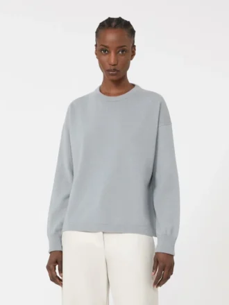 Woll- und Kaschmirpullover in Boxy-Passform, hellblau
