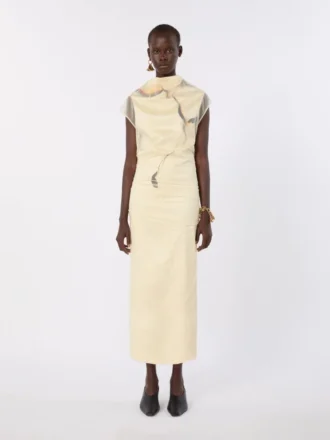 Zweilagiges Satin-Kleid, hellgelb