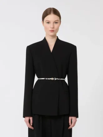 Zweireihige Cady-Jacke mit Gürtel, schwarz