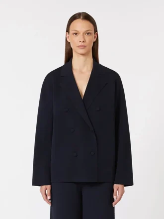 Zweireihige Jacke aus Viskose-Crêpe, ultramarinblau
