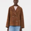 Zweireihige Wildlederjacke, tabakfarben Zweireihige Wildlederjacke, tabakfarben