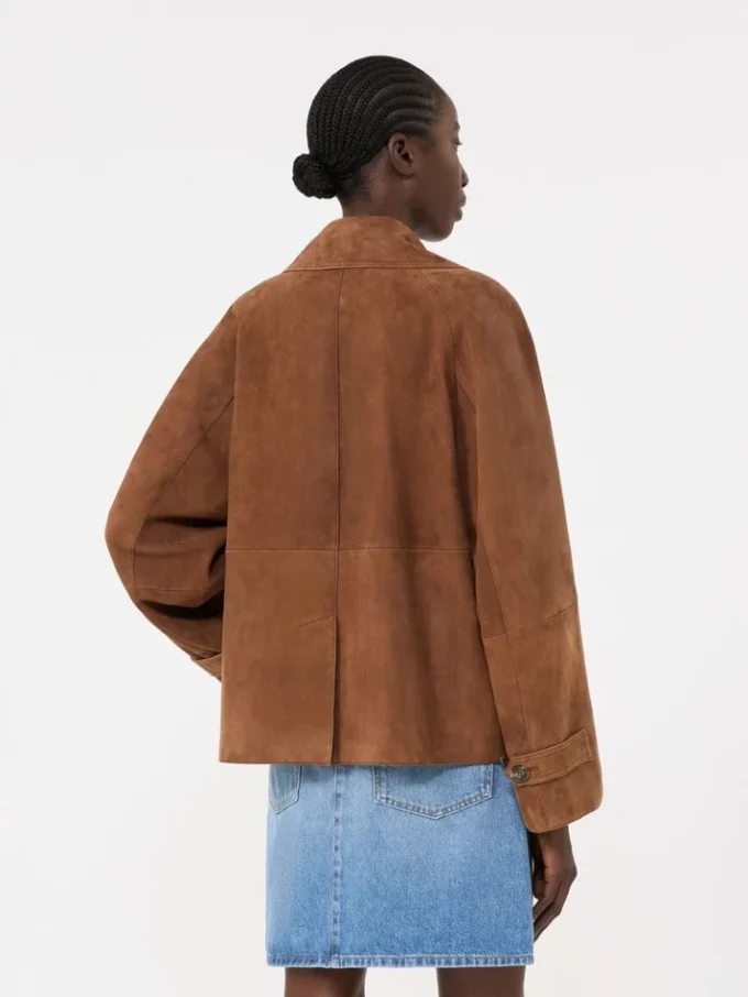 Zweireihige Wildlederjacke, tabakfarben Zweireihige Wildlederjacke, tabakfarben
