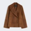 Zweireihige Wildlederjacke, tabakfarben Zweireihige Wildlederjacke, tabakfarben