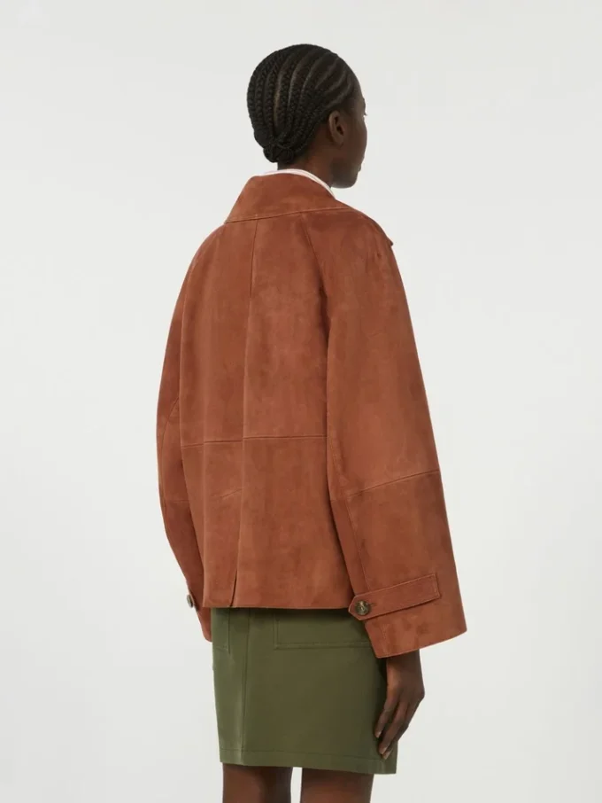 Zweireihige Wildlederjacke, terrakottafarben Zweireihige Wildlederjacke, terrakottafarben