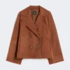 Zweireihige Wildlederjacke, terrakottafarben Zweireihige Wildlederjacke, terrakottafarben
