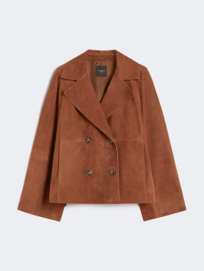 Zweireihige Wildlederjacke, terrakottafarben Zweireihige Wildlederjacke, terrakottafarben