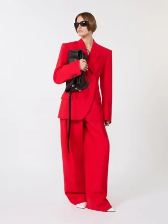 Zweireihiger Blazer aus Stretch-Wolle, rot