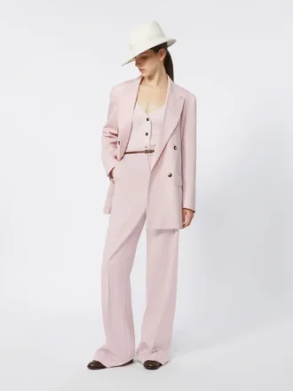 Zweireihiger Blazer aus Wolle, Mohair und Seide, beige-rosa