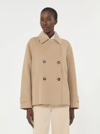 Zweireihiger Peacoat aus Wollmischung, kamelfarben