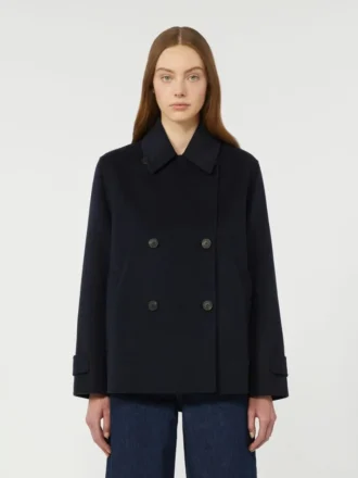 Zweireihiger Peacoat aus Wollmischung, marineblau